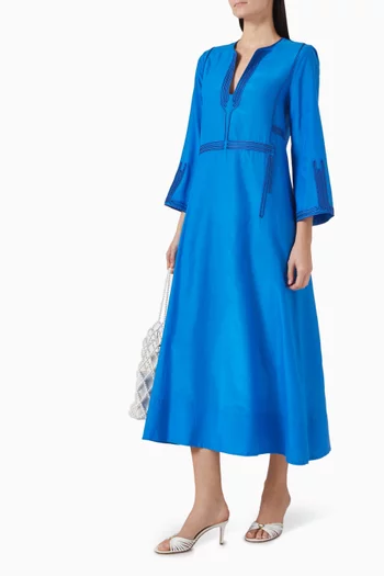 Paraportiani Cord Embroidered Kaftan in Cotton-silk