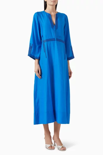 Paraportiani Cord Embroidered Kaftan in Cotton-silk