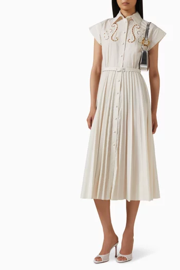 Eugenia Embroidered Shirt Maxi Dress in Cotton-blend