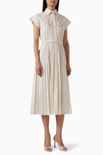 Eugenia Embroidered Shirt Maxi Dress in Cotton-blend