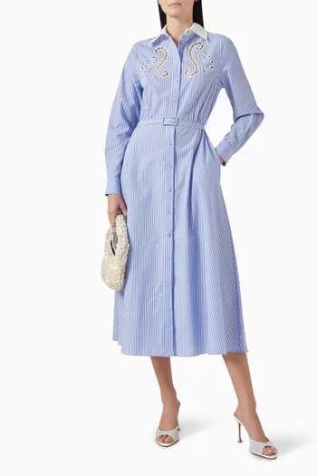 Eterpi Cut-embroidered Shirt Maxi Dress in Cotton