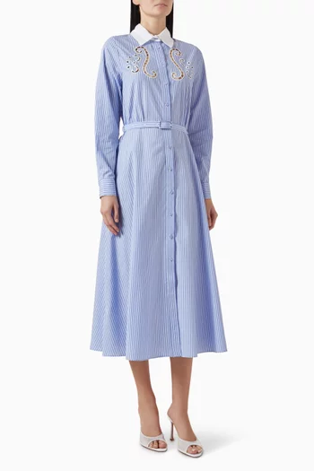 Eterpi Cut-embroidered Shirt Maxi Dress in Cotton