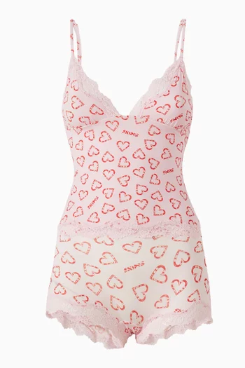 طقم سروال داخلي بنمط شورت وكاميسول مزين بالدانتيل فيتس إيفري بودي