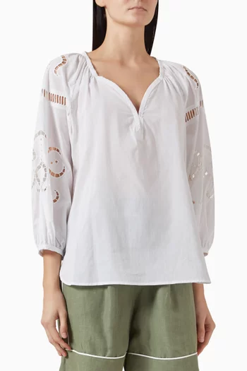 Iphigenia Cut-embroidered Blouse in Cotton