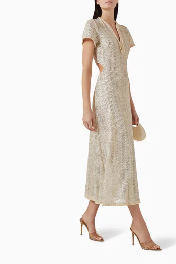 Hera Cut-out Midi Dress in Cotton-blend