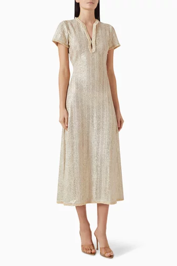 Hera Cut-out Midi Dress in Cotton-blend