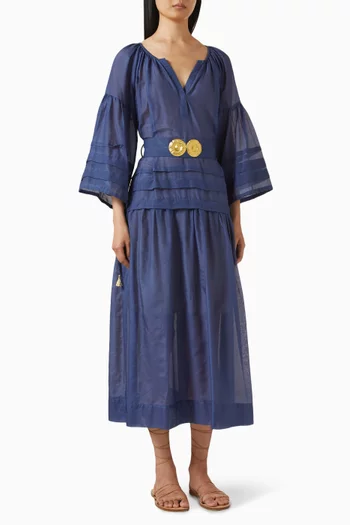 Mykonos Buckle Maxi Dress in Cotton-silk