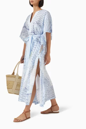 Aegean Myth Belted Kaftan in Cotton