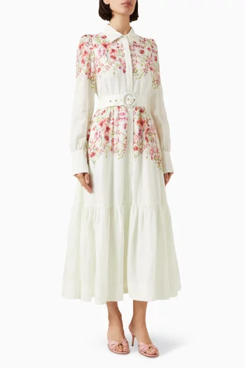 فستان ليلى متوسط الطول بنمط قميص مزيج تينسيل