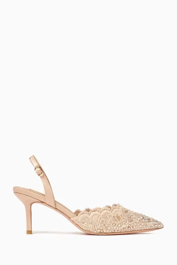 Rimini 70 Crystal Slingback Pumps in Lace
