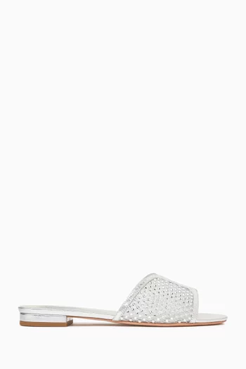 Frederica Crystal-embellished Slides in Mesh
