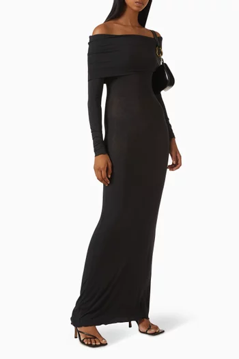 فستان طويل بأكتاف مكشوفة مودال شفاف