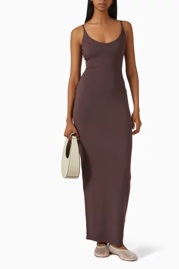 فستان سموذ لاونج طويل بفصة عميقة