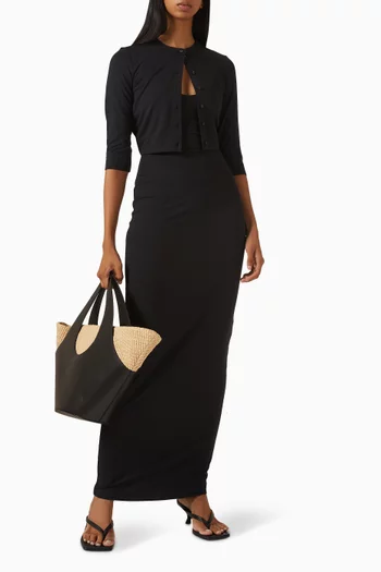 فستان سموذ لاونج طويل بفصة عميقة