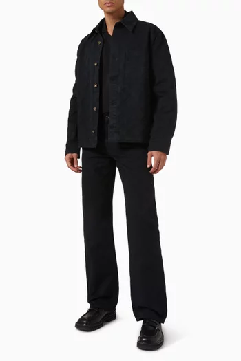 بنطال جينز بساق مستقيمة ونقشة أحرف الماركة دينم