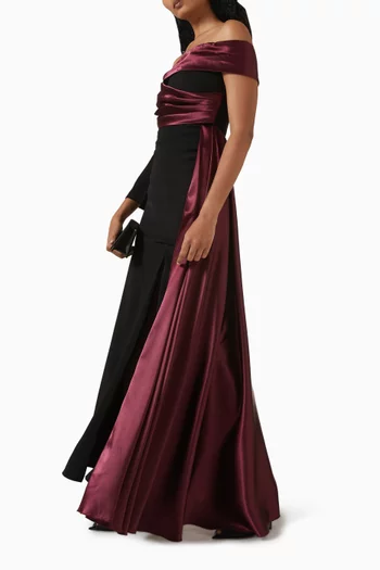 Off-shoulder Maxi Dress in Satin