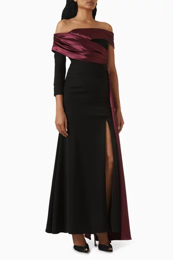 Off-shoulder Maxi Dress in Satin