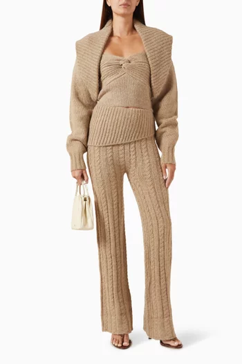 Foldover Pants in Cable-knit