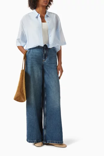 Belted Wide-leg Jeans in Denim