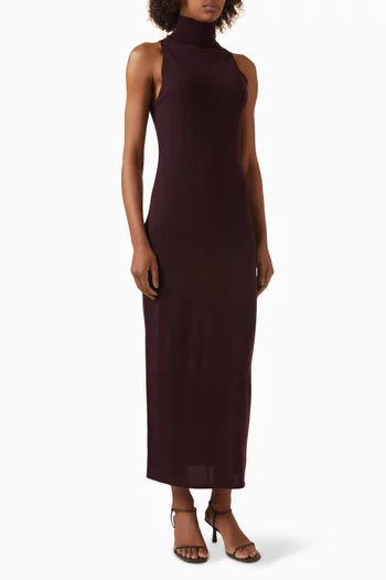 Turtleneck Maxi Dress in Merino-silk