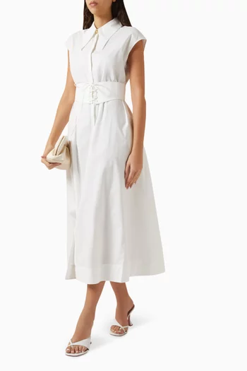Callista Belted Dress in Cotton