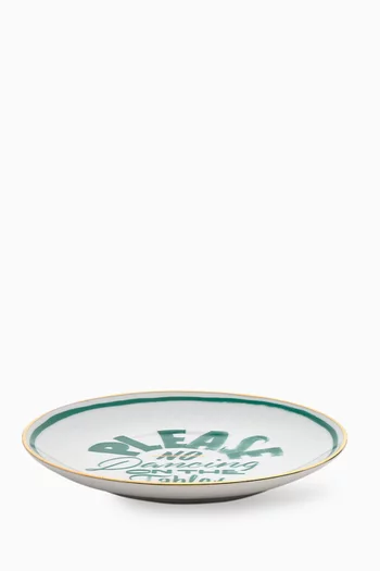 طبق مزين بعبارة 'Please No Dancing' بورسلين