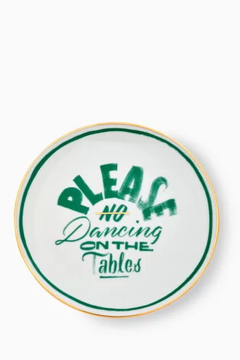 طبق مزين بعبارة 'Please No Dancing' بورسلين