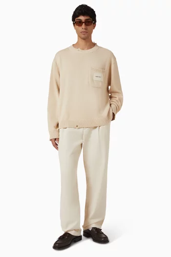 Distressed Chest Pocket Sweater in Knit