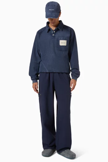 Chest Pocket Sweat Polo Shirt in Cotton