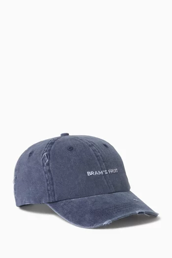 Distressed Logo Cap in Twill