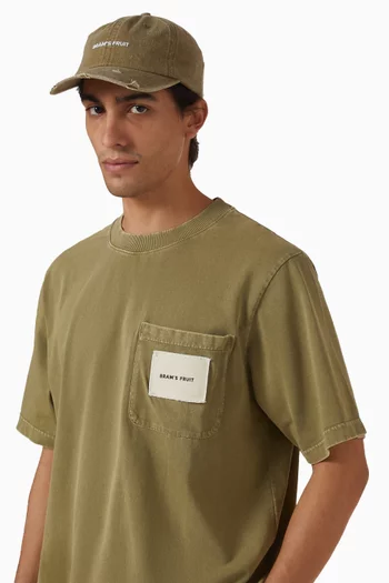 Distressed Logo Cap in Twill