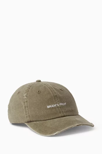 Distressed Logo Cap in Twill