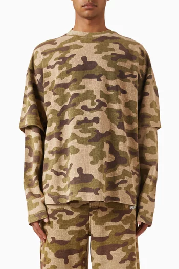Layererd Camo T-shirt in Cotton