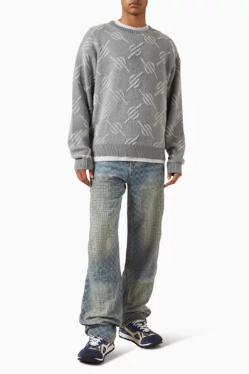Tevin Monogram Knit Sweater in Cotton Blend