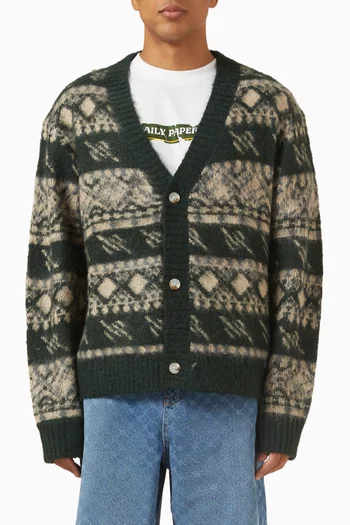 Pattern Check Knit Cardigan