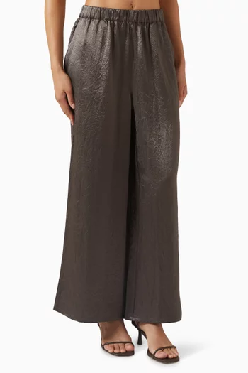 Wide-leg Pants in Textured Satin