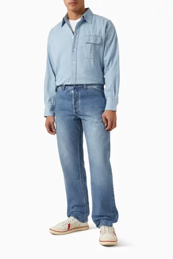 Bleach Wash Work Shirt in Denim