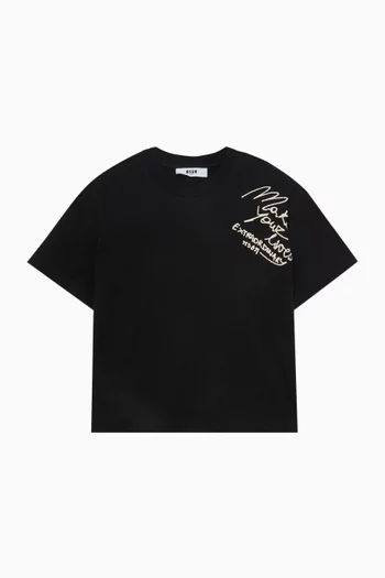 Embroidered Boxy T-shirt in Cotton Jersey