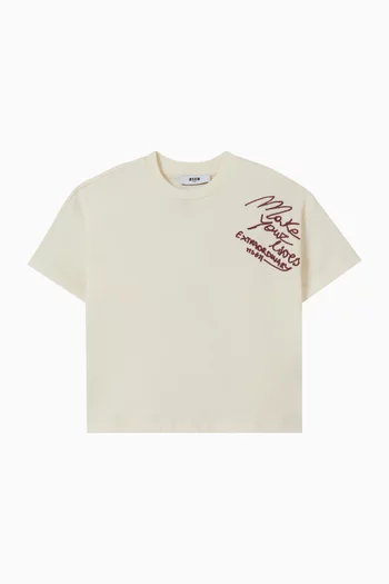Embroidered Boxy T-shirt in Cotton Jersey
