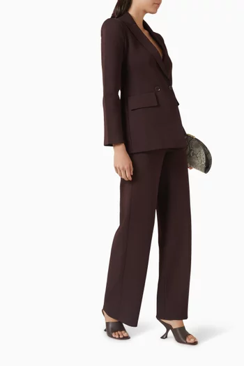 بنطال بقصة ساق واسعة نسيج كريب