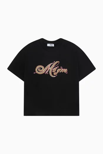 Embellished Logo T-shirt in Cotton Jersey