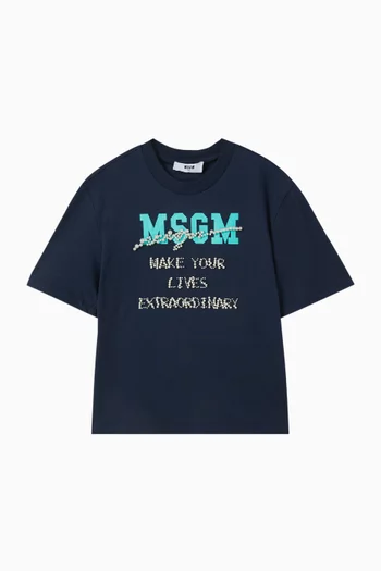 Embellished Logo T-shirt in Cotton Jersey