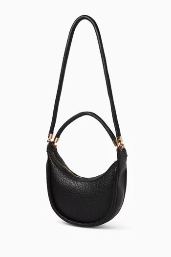 حقيبة كتف بشعار الماركة جلد مطروق صديق للبيئة