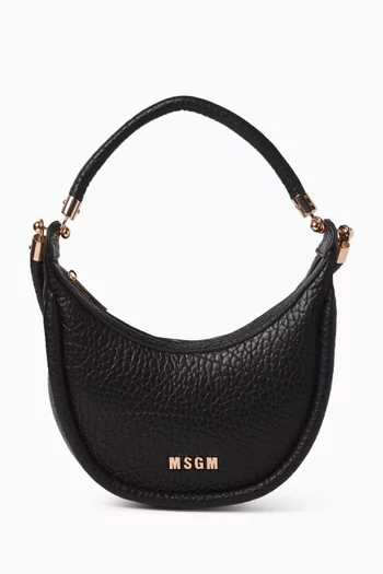 حقيبة كتف بشعار الماركة جلد مطروق صديق للبيئة