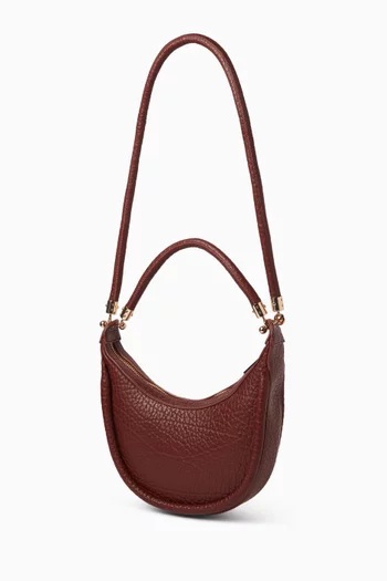 حقيبة كتف بشعار الماركة جلد مطروق صديق للبيئة