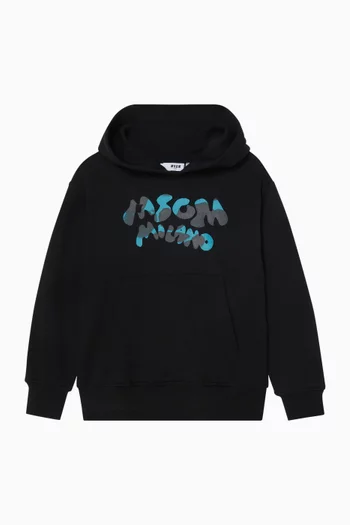 Camo Logo-print Hoodie in Cotton