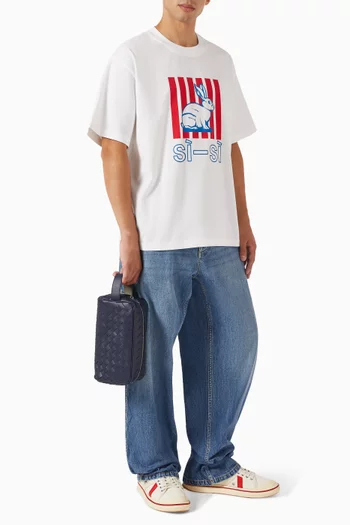 تي شيرت مزين بنقشة قطن جيرسيه بيما