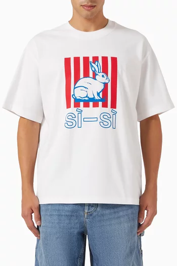 تي شيرت مزين بنقشة قطن جيرسيه بيما