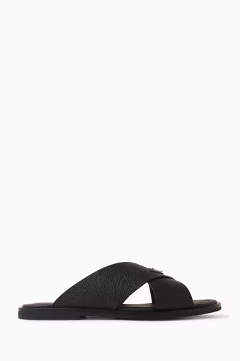 حذاء مفتوح بسيور متقاطعة جلد سافيانو