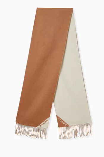 Logo Fringe Scarf in Double Cashmere